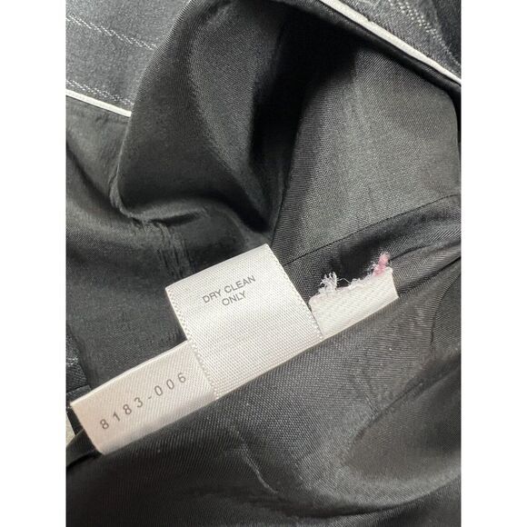 Ann Taylor Blazer Women 10 Black Stripe Suit Jacket One Button Long Sleeve Lined - Picture 12 of 12